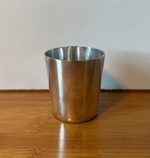 Timbale verre Christofle en métal blanc argenté poinçons ancien 6,7 x 6 cm