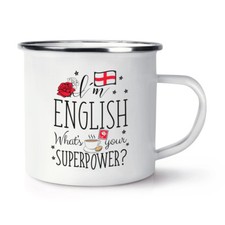 I'M Anglais What's Your Superpower Rétro Émail Tasse - Rugby Angleterre Drapeau