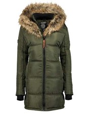 Parka Geographical Norway Avec Capuche Fixe Et Fourrure Amovible Vert Femme