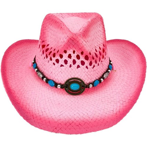 Chapeau cowboy paille rose - cowboy, en