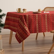 Nappe de Noël Jacquard Fil Doré Table à Manger Rectangulaire Décoration de No...