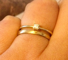 Or Massif-Diamant Solitaire 3 mm Bague de Fiançailles Or Jaune 14K-Pas 18 Carats