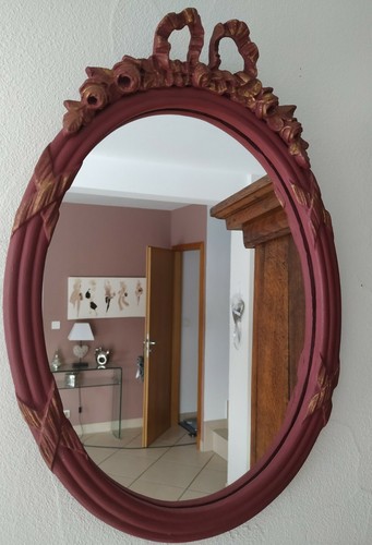 Miroir bois ovale style - en,