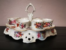 ANCIEN PORTE COQUETIERS, PORCELAINE de Paris ? fleuries 