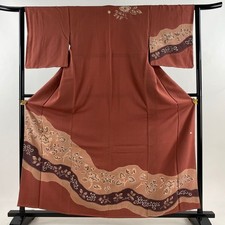 Beau kimono vintage 161 cm taille S soie motif floral couleur Akane