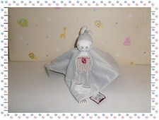 Doudou Plat Ane Paco Gris  Blanc Bordeaux  Attache Sucette  Noukie's Noukies