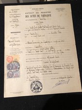 document extrait registre actes de naissance,montclar,aude,1954,fiscaux