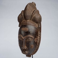 D043 - ART TRIBAL PREMIER AFRICAIN, MASQUE BAOULE ANCIEN, COTE D'IVOIRE