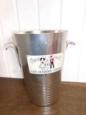 Vintage Seau à champagne glace VINS D'ALSACE CAVE CENTRALE COLMAR métal inox UVA