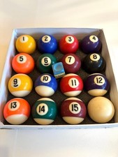 2 1/4 Amarith boules de billard belges vintage complètes, boules de billard