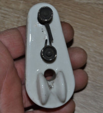 Beau fusible ancien porcelaine blanche dit violon et sa visserie (Longueur 89mm)