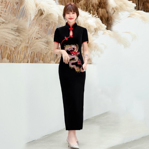 Chinois femme velours qipao - chinois,