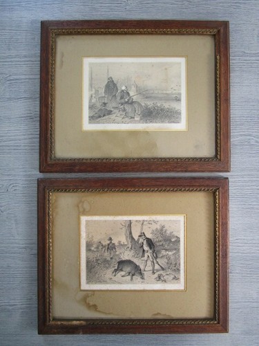 Paire gravures encadrées - de,