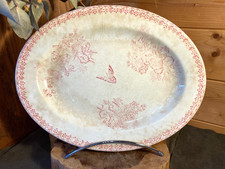 Ancien plat ovale Onnaing rose