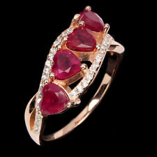 Bague En Argent Sterling 925 Avec Cœur En Rubis Simulé De 5Mm Plaqué Or Rose 14K