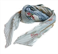 Authentique écharpe plissée HERMES Carré Prisé Neige d'Antan en soie #5265