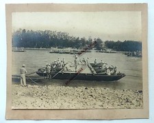 3 GRANDE PHOTO ARMEE DU GENIE COLONIALE MILITAIRES CONSTRUCTION PONT FLOTTANT 