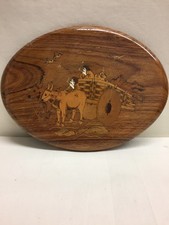 Inlaid Wood Wall Art Oxen
