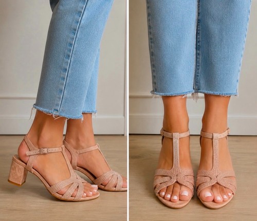 Sandales nubuck rose - nubuck,