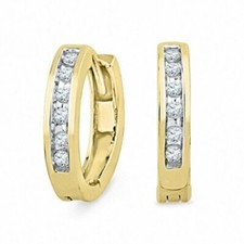 0.15 CT Brillant Coupe Imitation Diamant Créole Earrings IN 14K or Jaune Plaqué
