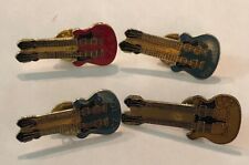 4 VINTAGE ROCK'N'ROLL DOUBLE NECK GUITAR PINS VAN HALEN ZZ TOP YES GOLDEN