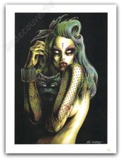 Affiche Nik Guerra Dark Pin-up 07 signée 28,5x38 cm