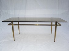 TABLE BASSE PLATEAU VERRE HARMATURE EN BRONZE 1960 / 70s