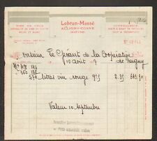 ALLIGNY- COSNE (58) Commerce de VINS DU CENTRE TONNELLERIE "LEBRUN - MASSE" 1937