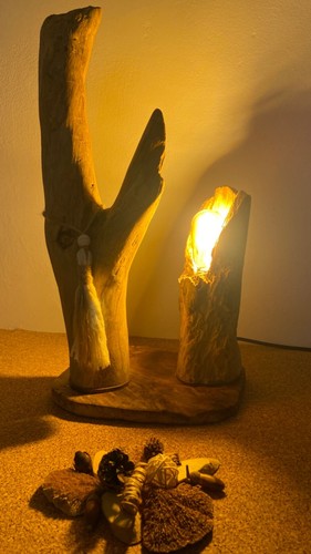 Lampe bois flotte - bois,