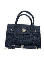 Sac à Main - Femme - Fabriqué en France - Cuir - Marine - Motif - Crocodile