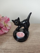 Bougeoir figurine chat noir en
