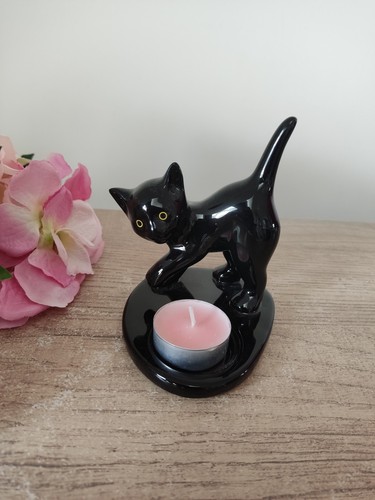 Bougeoir figurine chat noir - , en