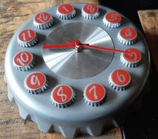 Coca Cola - Horloge de collection, publicitaire, en Alu, chiffres en capsules