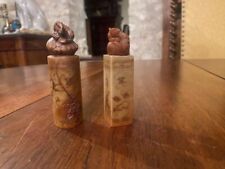 Paire de cachets chinois en pierre dure FIN XIX ème