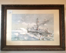 TABLEAU Aquarelle Marine Frégate MILITAIRE Francaise Par BLANCHARD 9MAG 24/11