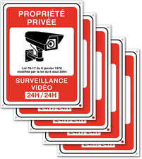 Vidéo Surveillance Panneau - Plaque Alarme Pour Propriété Privée, 20X15Cm, 5 Pcs