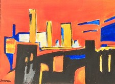 Superbe " Vue de Manhattan " signé Savarese élève d' Ambrogiani, Ferrari.