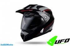 Casque UFO Aries Intégral Touring Enduro Aventure Noir/Gris Avec Visière
