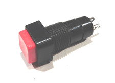 Bouton poussoir momentané carré rouge 12mm 1T 250V 3A