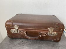 Ancienne Valise En Fibre Vulcanisée Véritable Marron Deco Rétro Époque