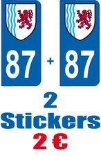 2-STICKERS-PLAQUE-AUTO-IMMATRICULATION-DEPARTEMENT-LOGO 87
