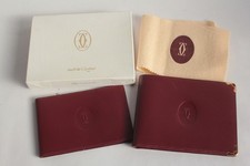CARTIER Porte-cartes et porte chèque cuir bordeaux (62119)