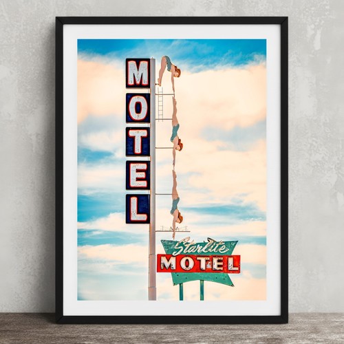 Starlite motel sign - print, mid