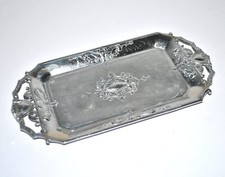 Plateau baguier VINTAGE en métal argenté décor cœur libellule - Japon 1950