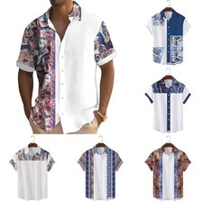Haut à manches courtes décontracté hawaïen Guayabera imprimé gradient pour