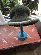 Chapeau, vert- olive, Femme taille unique Vintage