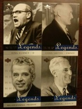 2001-02 UD NHL LEGENDS LOT OF 4 HOF CLANCY SMYTHE PATRICK JENNINGS COMB SHIP