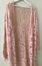 C&A très belle robe de nuit longue bohème chic dentelle tulle rose poudré.NEUVE!