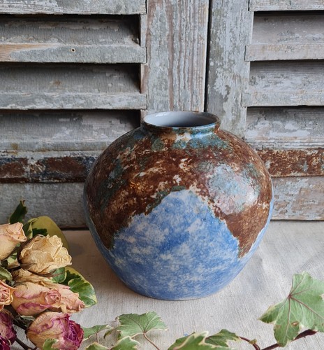 Ancien vase boule gres - gres, emaille