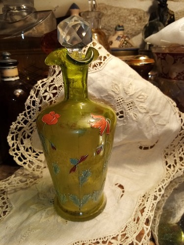 Rare flacon vert émaillé - vert,